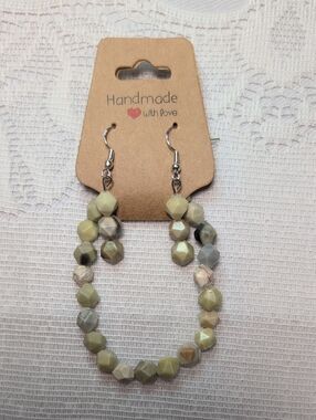 Handmade Lemon Jasper Bracelet Earring Set Starcut Gemstone Stretchy 7 In